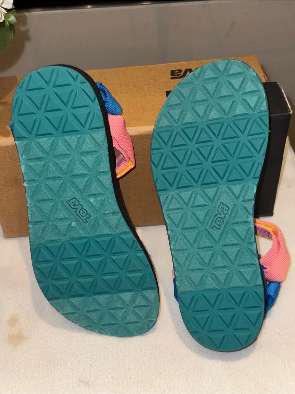 Teva Original Universal sandals in a 90s multi-color pattern